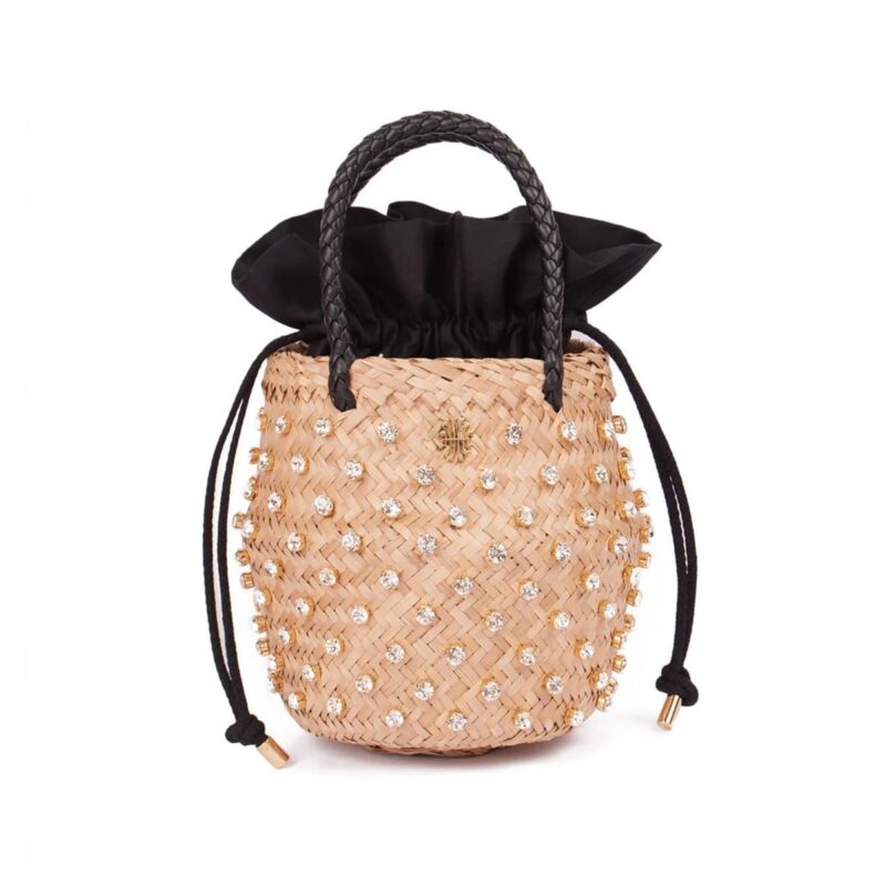 Nina Crystal Cotton Bag in Black Le Nine