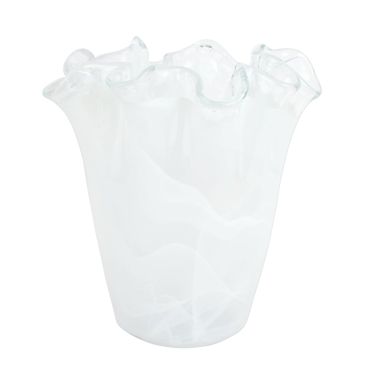 Onda Glass White Ruffled Vase VIETRI
