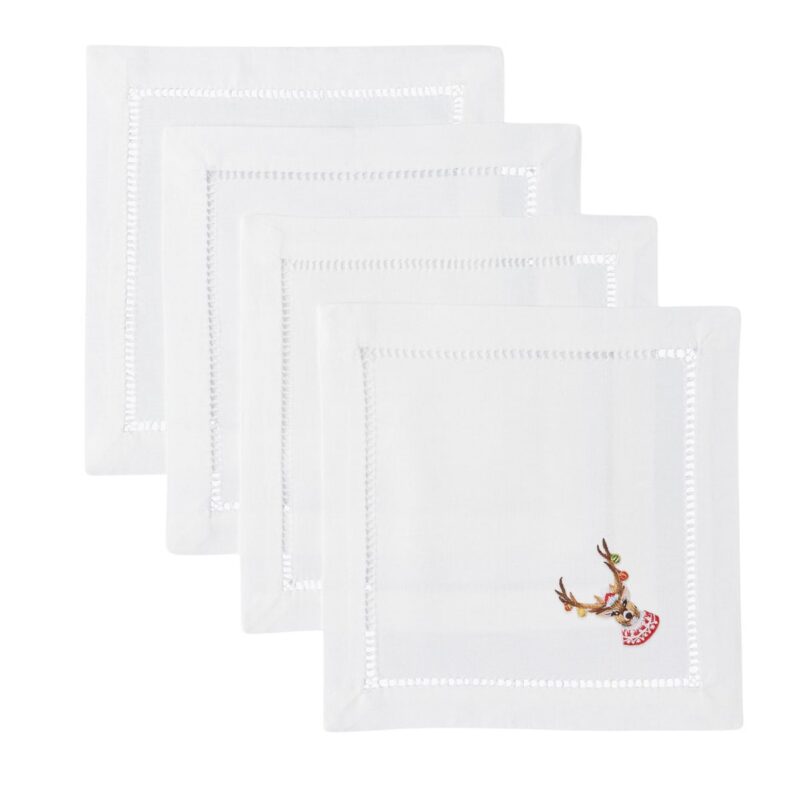 Ornament Antlers Cocktail Napkins, Set of 4 Henry Handwork