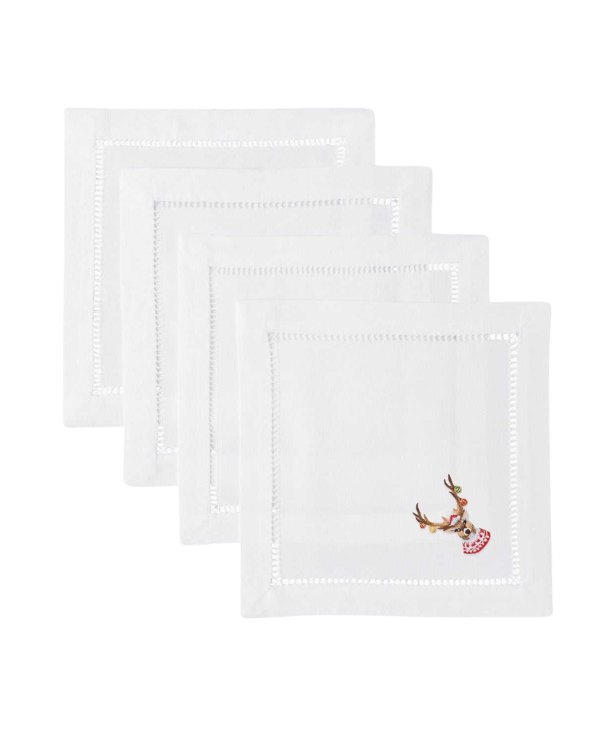 Ornament Antlers Cocktail Napkins, Set of 4 Henry Handwork