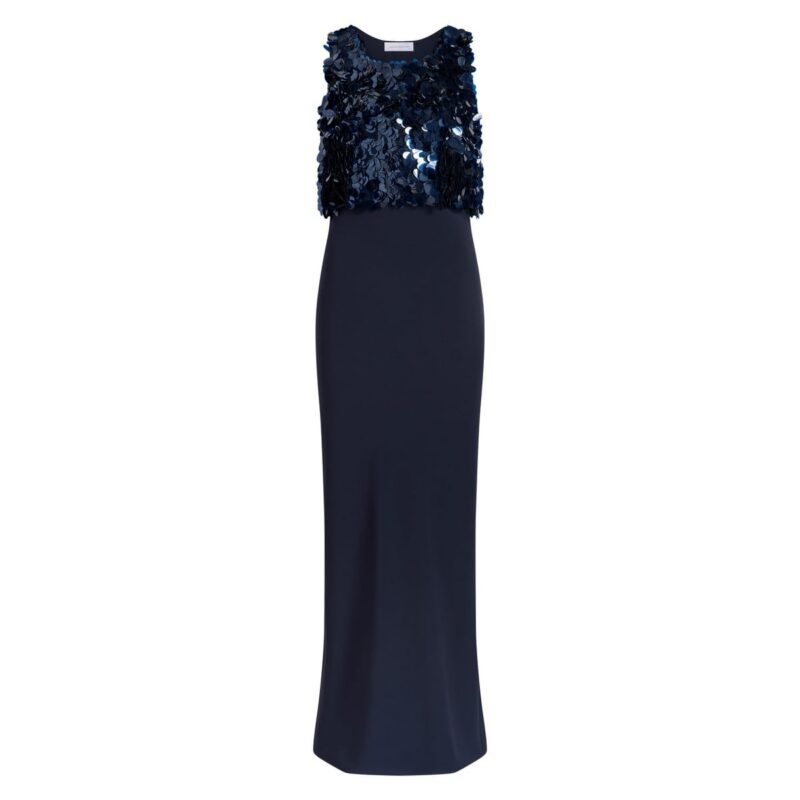 Paillette Bias Dress in Navy Marina Moscone