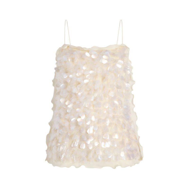 Paillette Camisole in Ivory Marina Moscone
