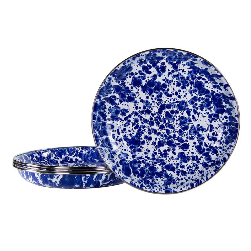 Pasta Plates in Cobalt Swirl, Set of 4 Golden Rabbit