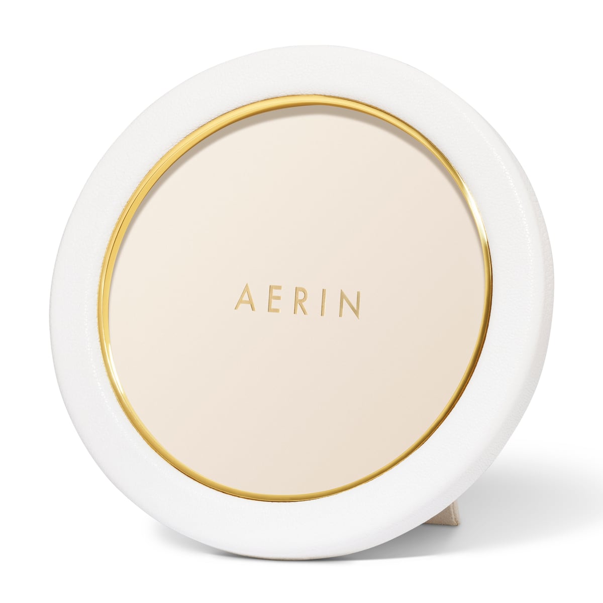 Piero Leather Round Frame in Shadow White AERIN