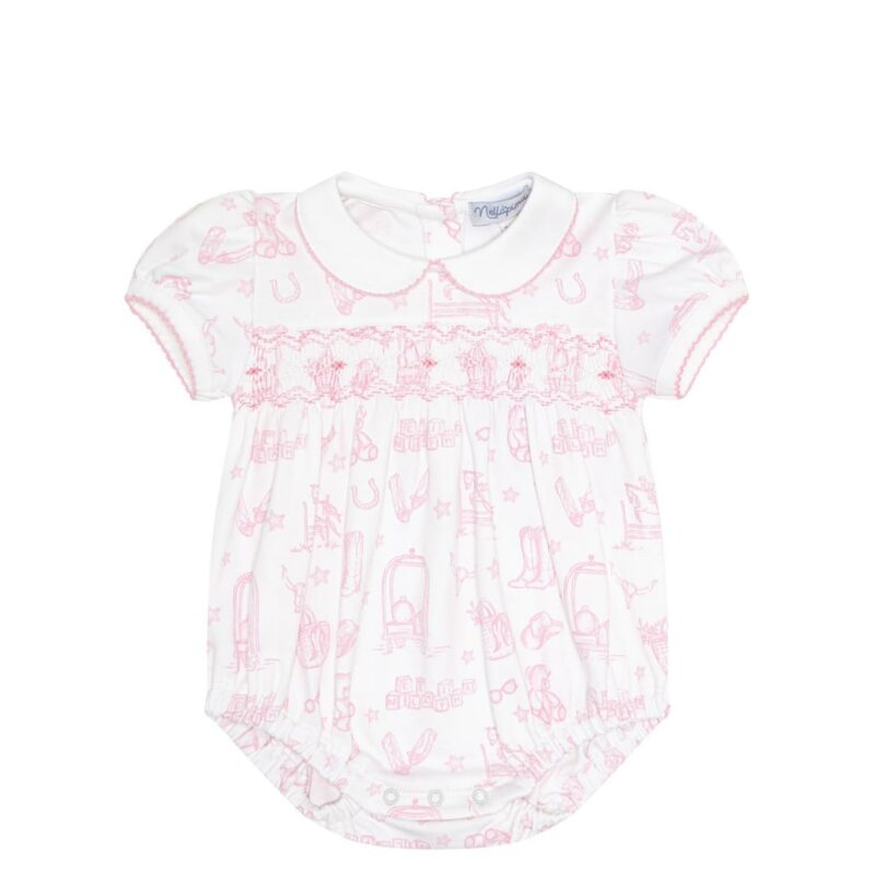 Pink Lone Star Toile Smocked Bubble Nellapima