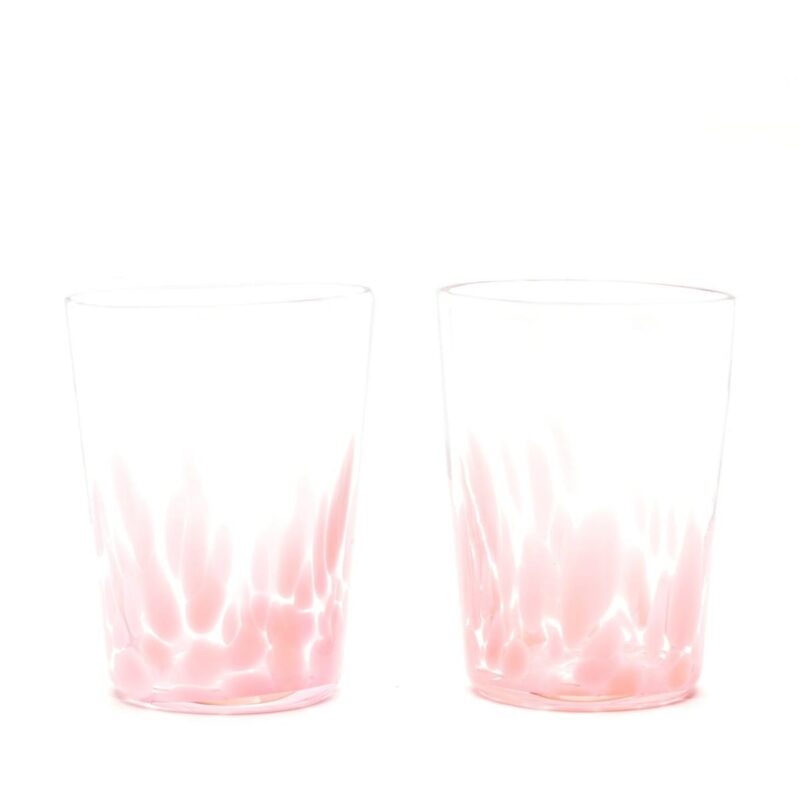 Pink Transparent Spotted Tumblers, Set of Two Paul Arnhold Glass