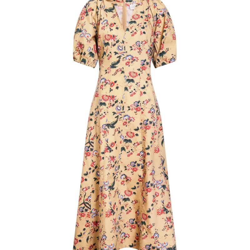 Piper Dress in Dark Khaki Multi Tanya Taylor