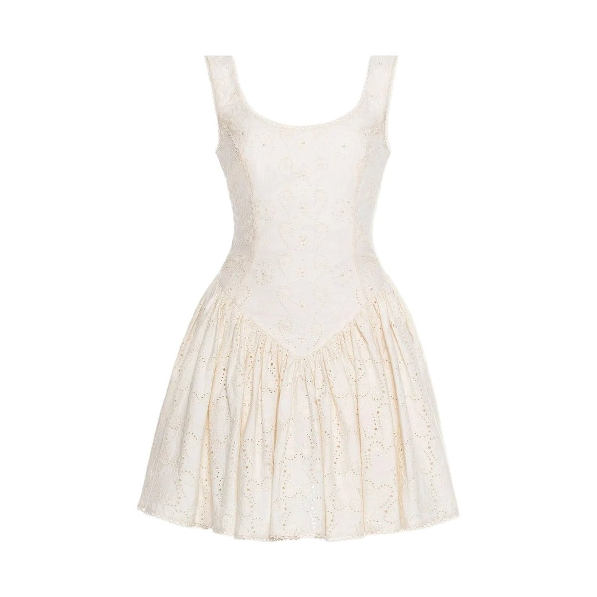 Pluma Mini Dress in Eyelet Playa Agua by Agua Bendita