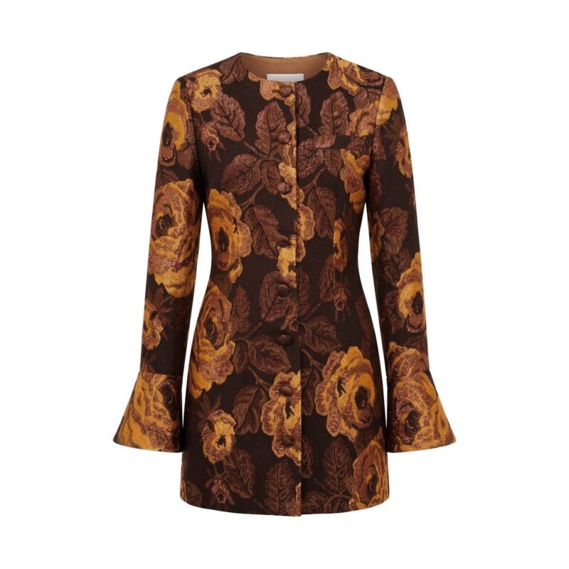 Primrose Blazer Dress in Bronze Floral Brocade Alexandra Pijut