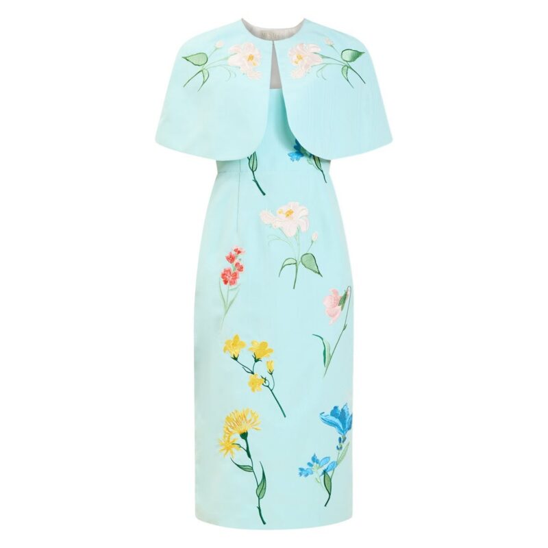 Promenade Embroidered Capelet in Blue Waltz Mestiza New York