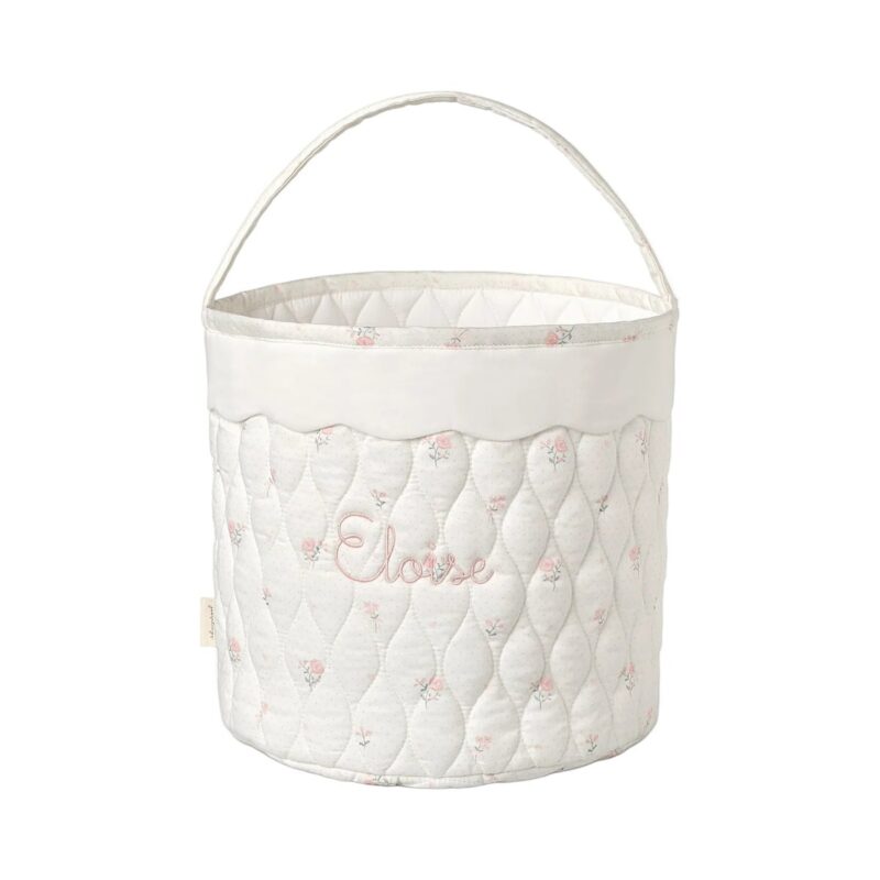 Quilted Storage Basket in Pink Ditsy Floral Gooselings