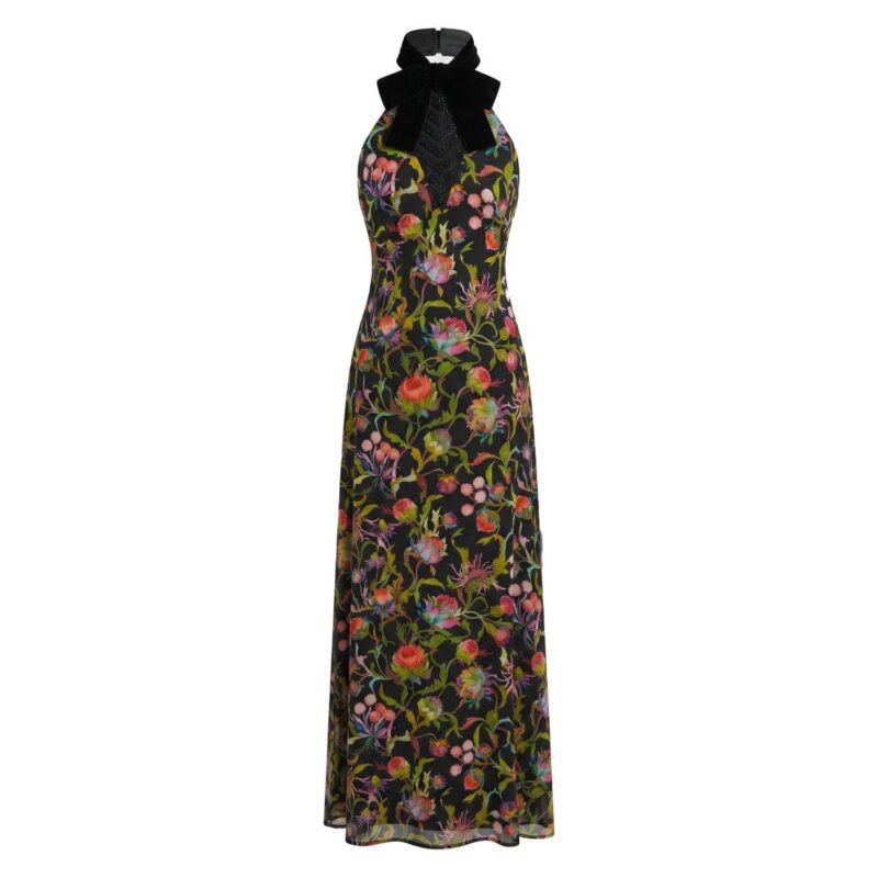 Reece Dress in Rainbow Thistle Silk Chiffon with Embellishment Alexandra Pijut