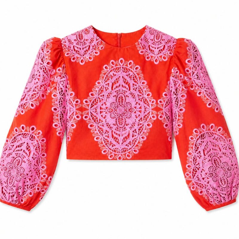 Rhea Top Lace Top in Red Borgo de Nor