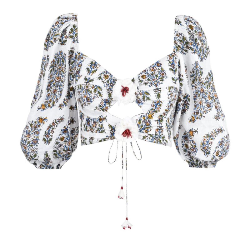 Rosa Cut Out Bustier in Paisley Ghalamkar RosewaterHouse