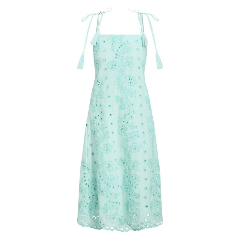 Salvador Tassel Midi Dress in Tidal Blue Mestiza New York