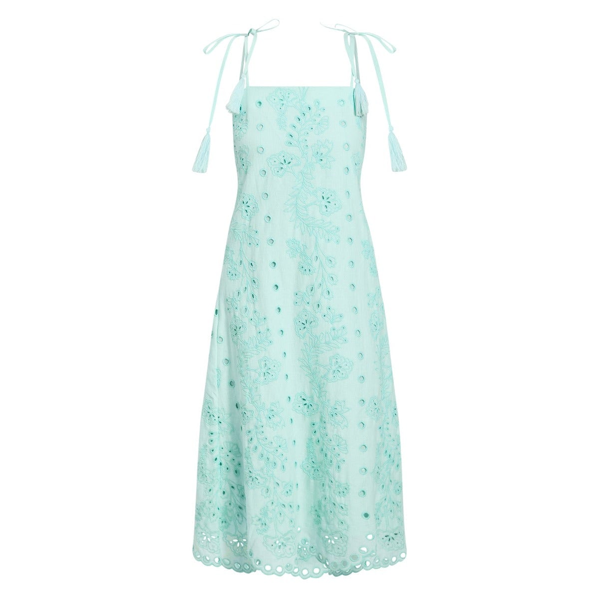 Salvador Tassel Midi Dress in Tidal Blue Mestiza New York