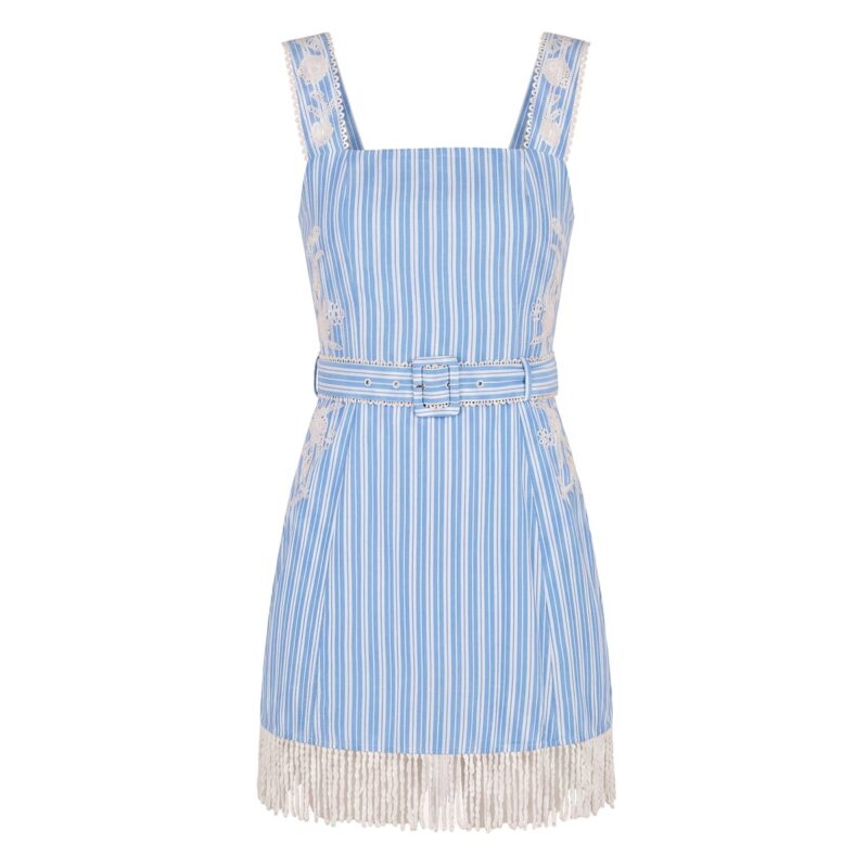 Sarah Bird Mini Dress in Bluebell Beaded Stripe EDDY