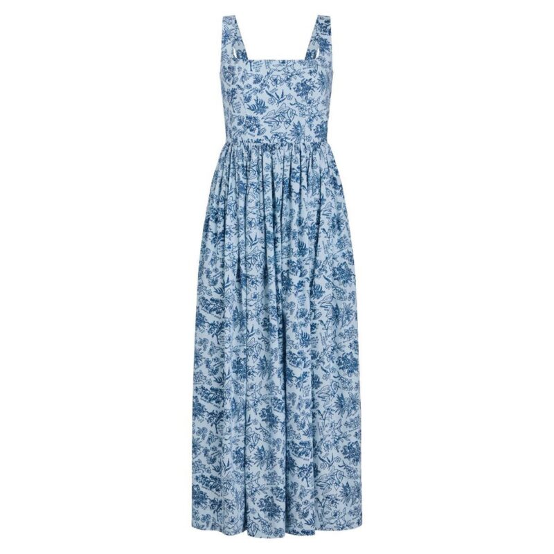 Scoop Neck Dress in Blue Flora Coco Shop