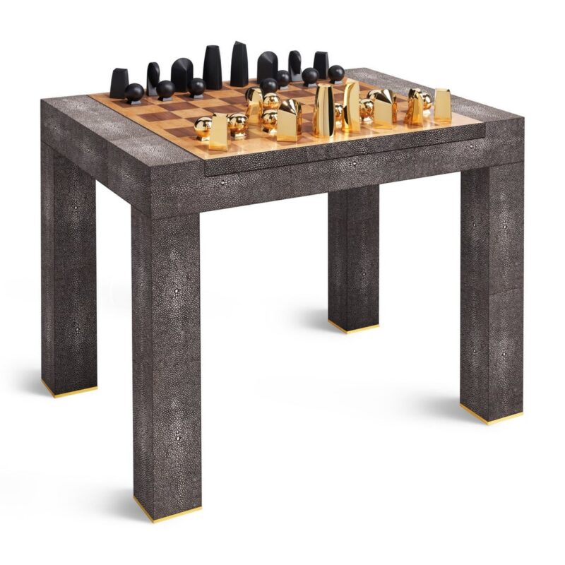 Shagreen Chess Side Table in Chocolate AERIN