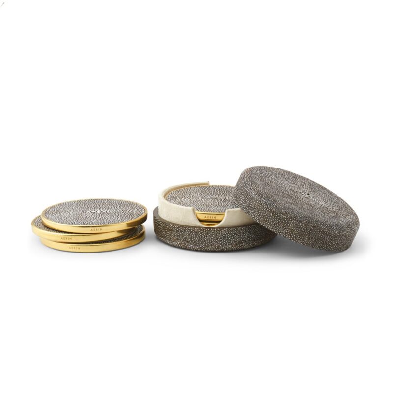 Shagreen Coasters in Chocolate, Set of 4 AERIN