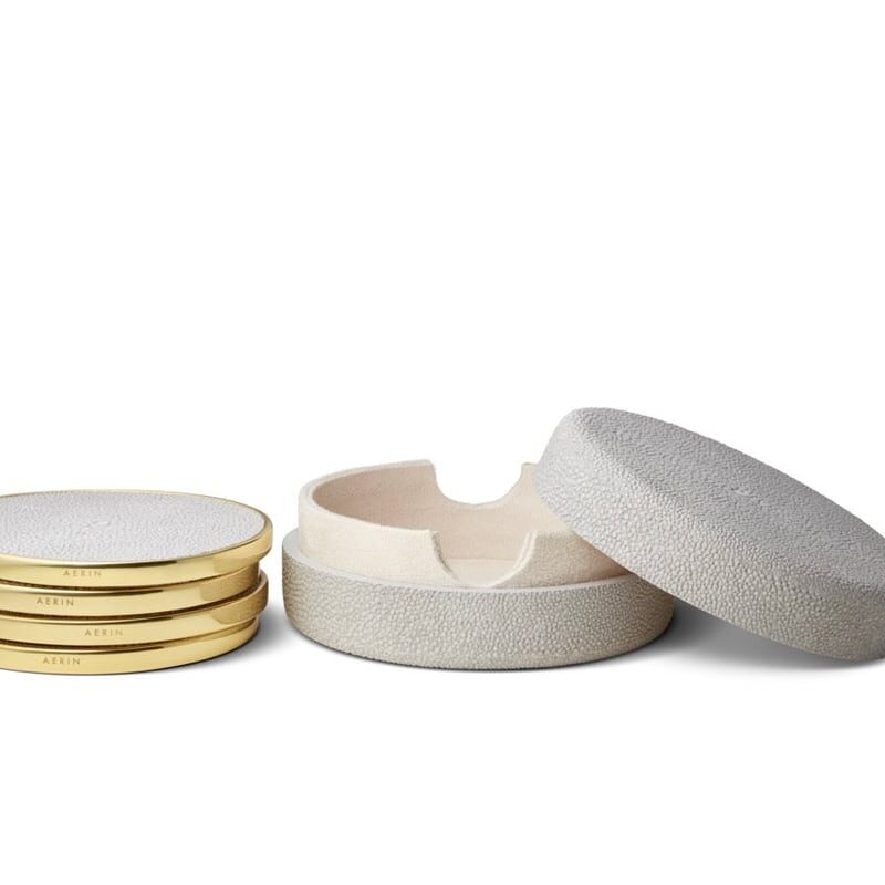 Shagreen Coasters in Dove, Set of 4 AERIN