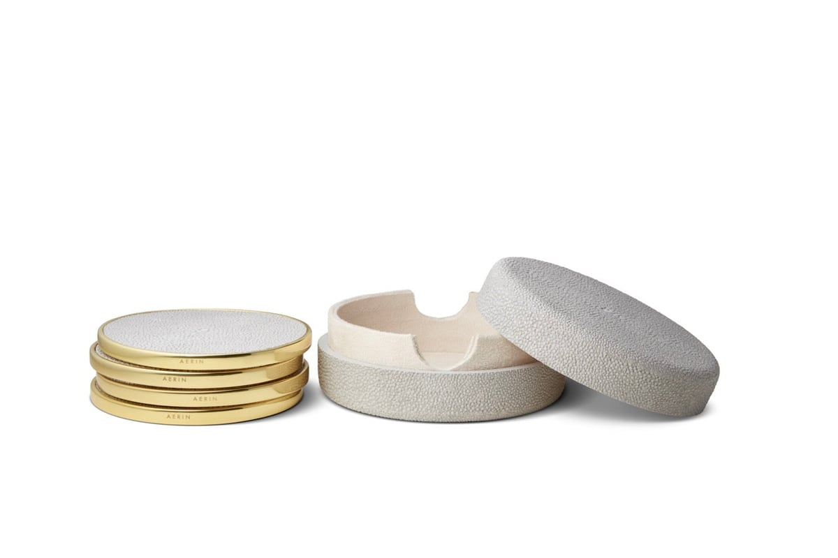 Shagreen Coasters in Dove, Set of 4 AERIN