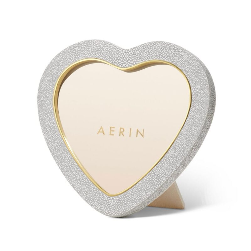 Shagreen Heart Frame in Dove AERIN