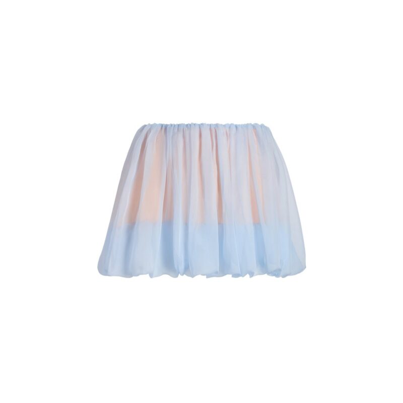 Silk Layered Mini Cocoon Skirt in Cornflower Marina Moscone