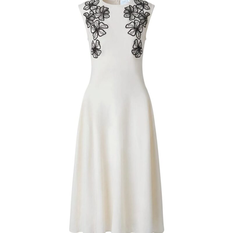 Sloane Dress in Cream Black Floral Tanya Taylor