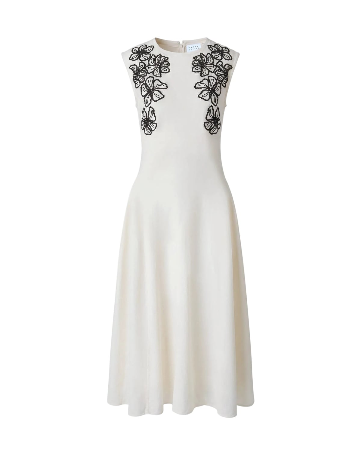 Sloane Dress in Cream Black Floral Tanya Taylor