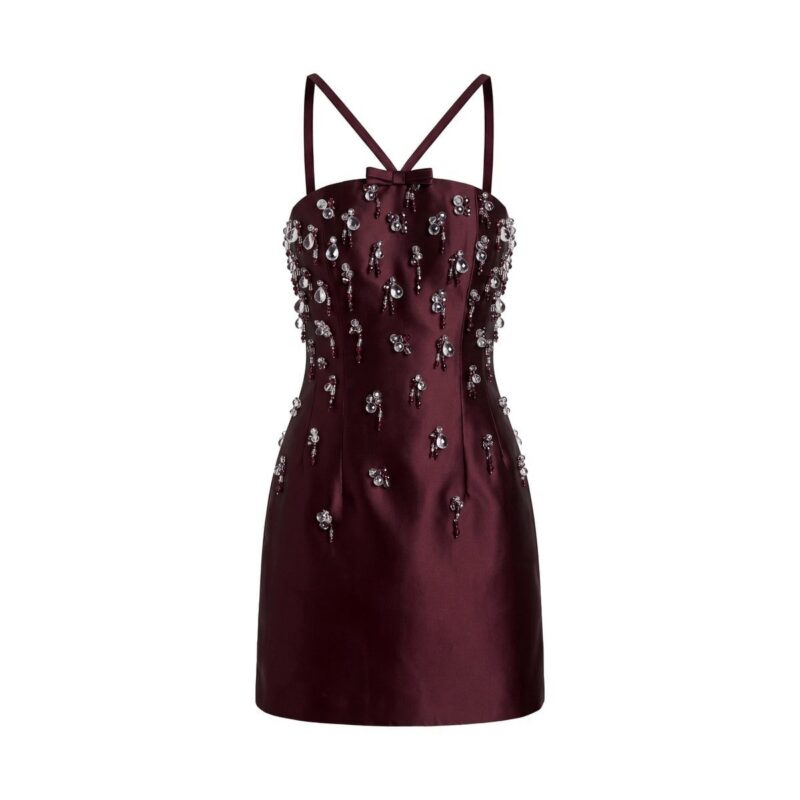 Sloane Dress in Wine Silk Wool Alexandra Pijut