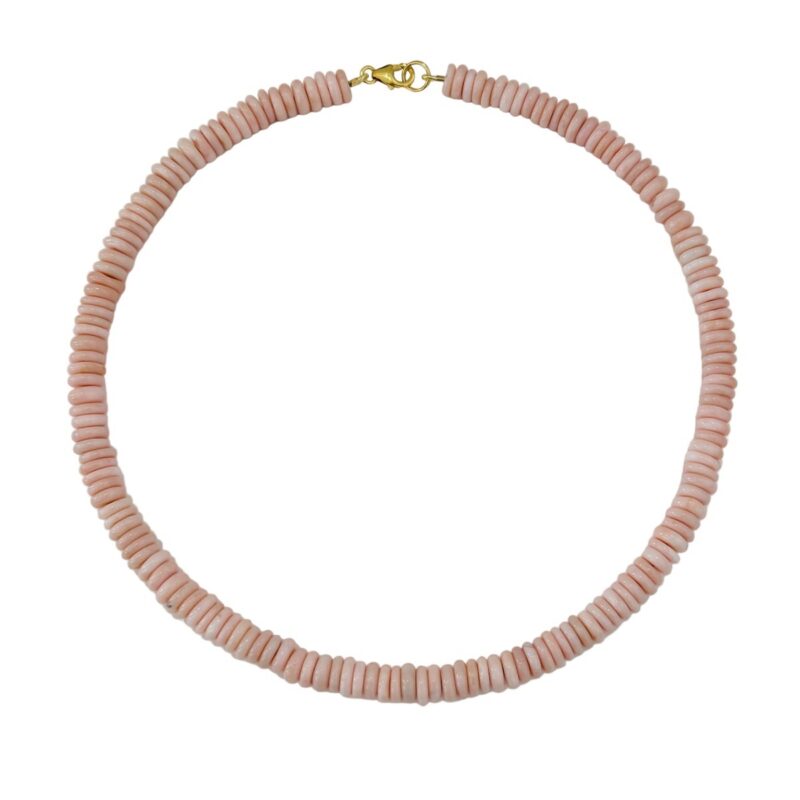 Smooth Pink Opal Disc Necklace Theodosia Jewelry