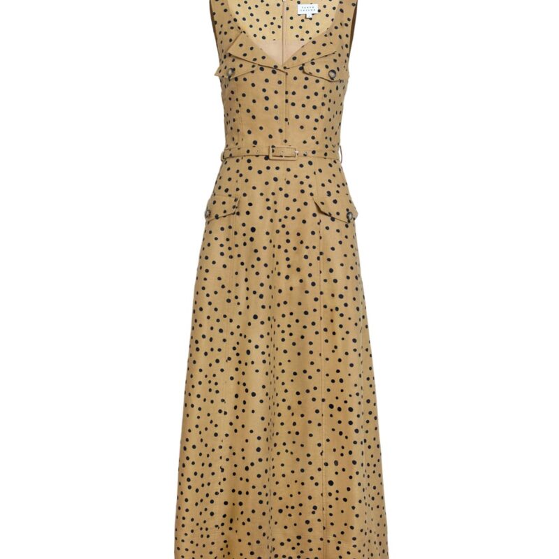 Solene Dress in Dark Khaki/Black Multi Tanya Taylor