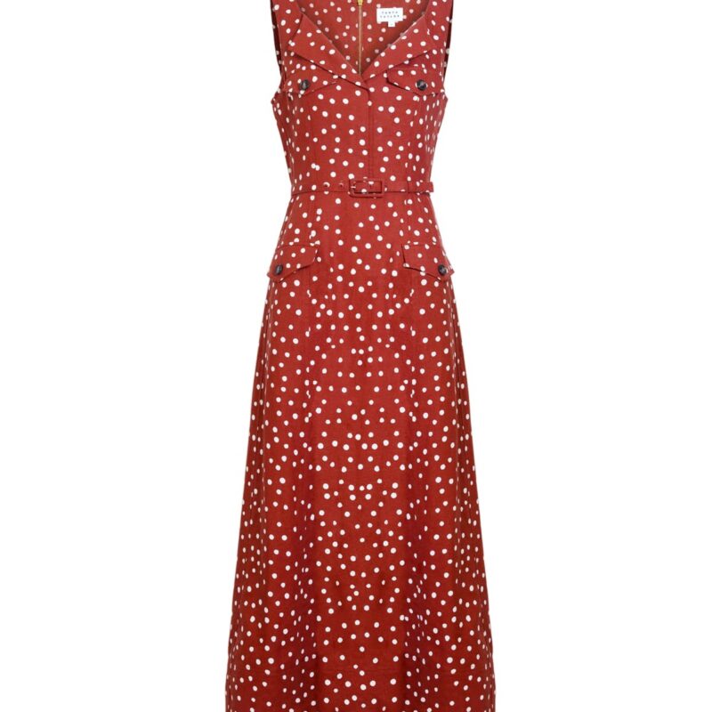 Solene Dress in Terracotta/Cream Multi Tanya Taylor