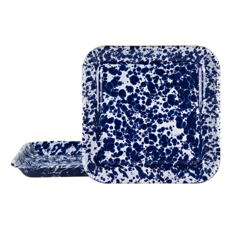 Square Trays in Cobalt Swirl, Set of 2 Golden Rabbit