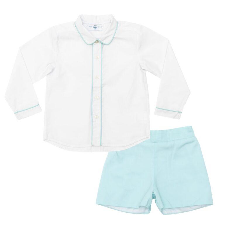 Sullivan Short Set in Mid Ocean Mint Pique Henry Duvall