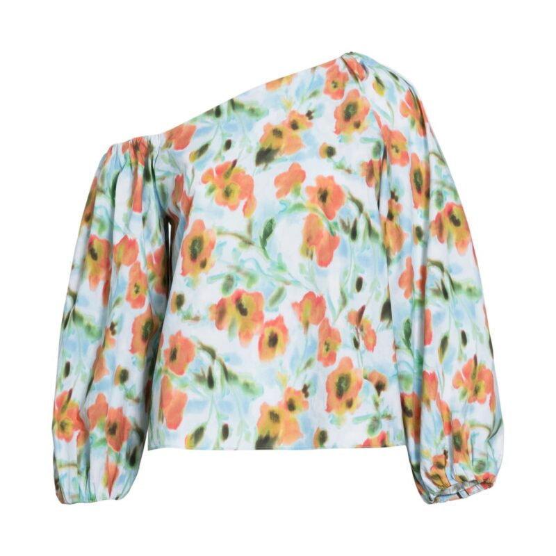 Tabitha Top in Powder Blue Multi Tanya Taylor