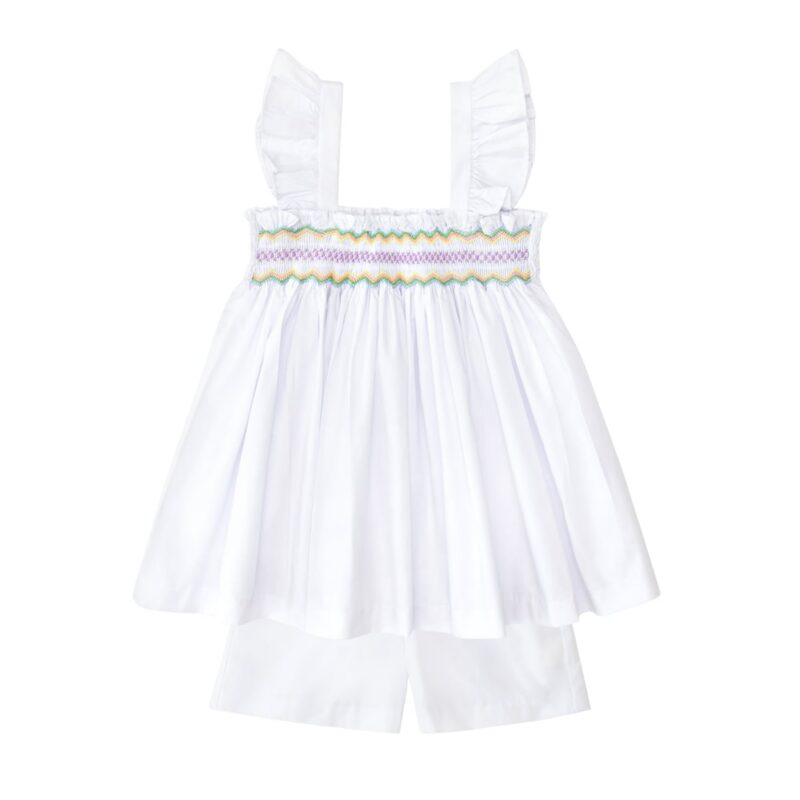 The Harper Set in Classic White with Rainbow Smocking Henry Duvall