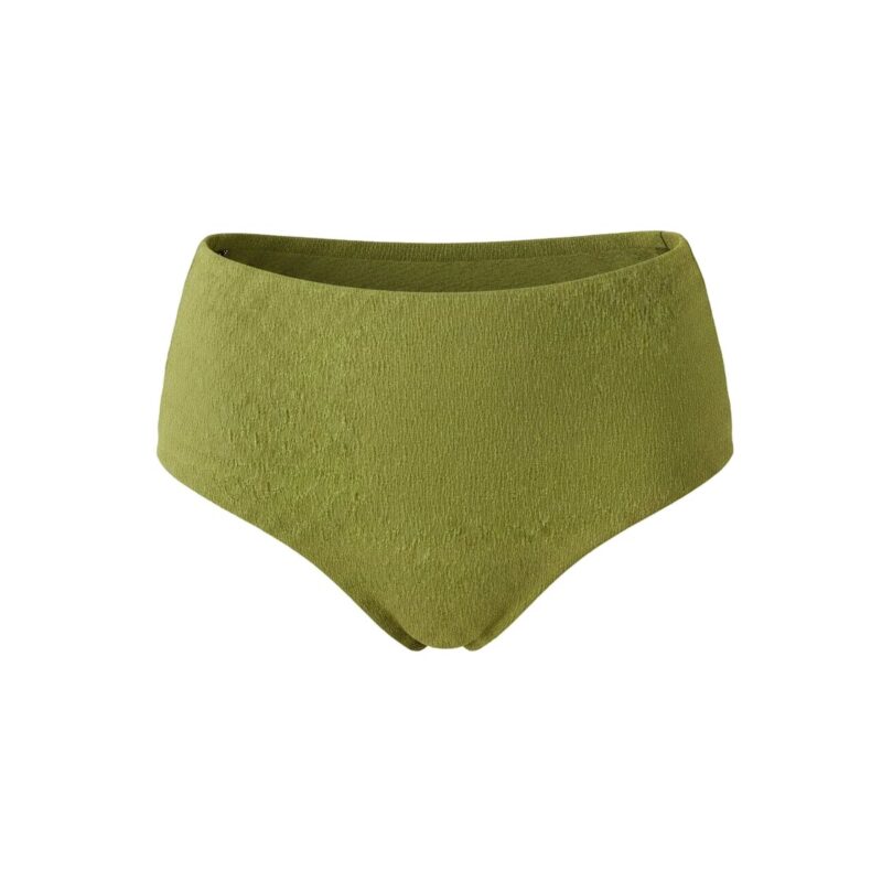 The High Waist Bikini Bottom in Shimmer Cactus Andie Swim