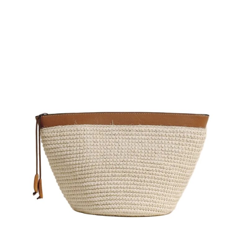 The Large Zip Clutch in Natural Cognac Hunting Season