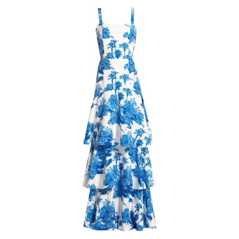 Torero Gown in Blue & White Mestiza New York