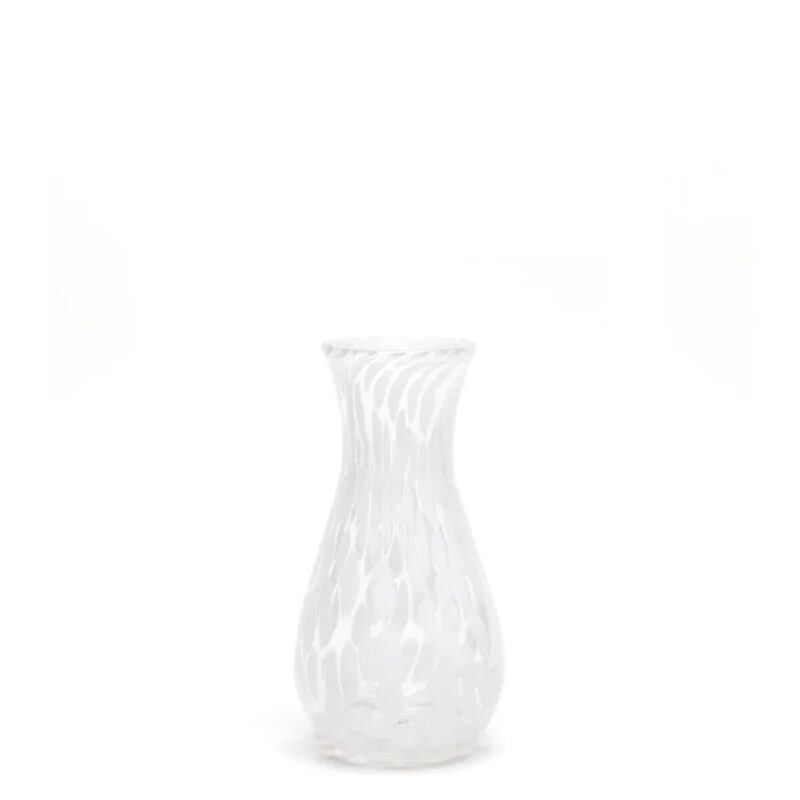 White Transparent Spotted Bud Vase Paul Arnhold Glass