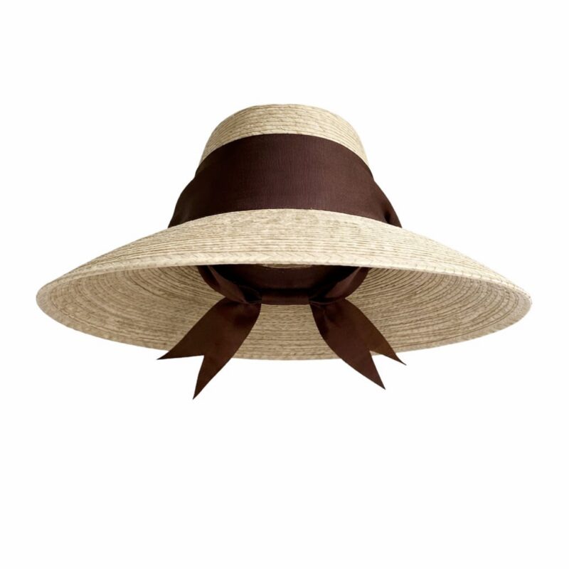 Wildflower Sun Hat in Chocolate Brown Wide & Short Grosgrain Ribbon Sarah Bray Bermuda