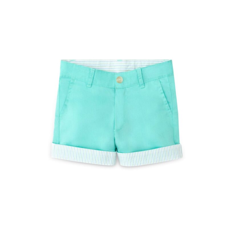 Wyatt Shorts in Gibbs Hill Green with Seaside Seersucker Cuffs Henry Duvall