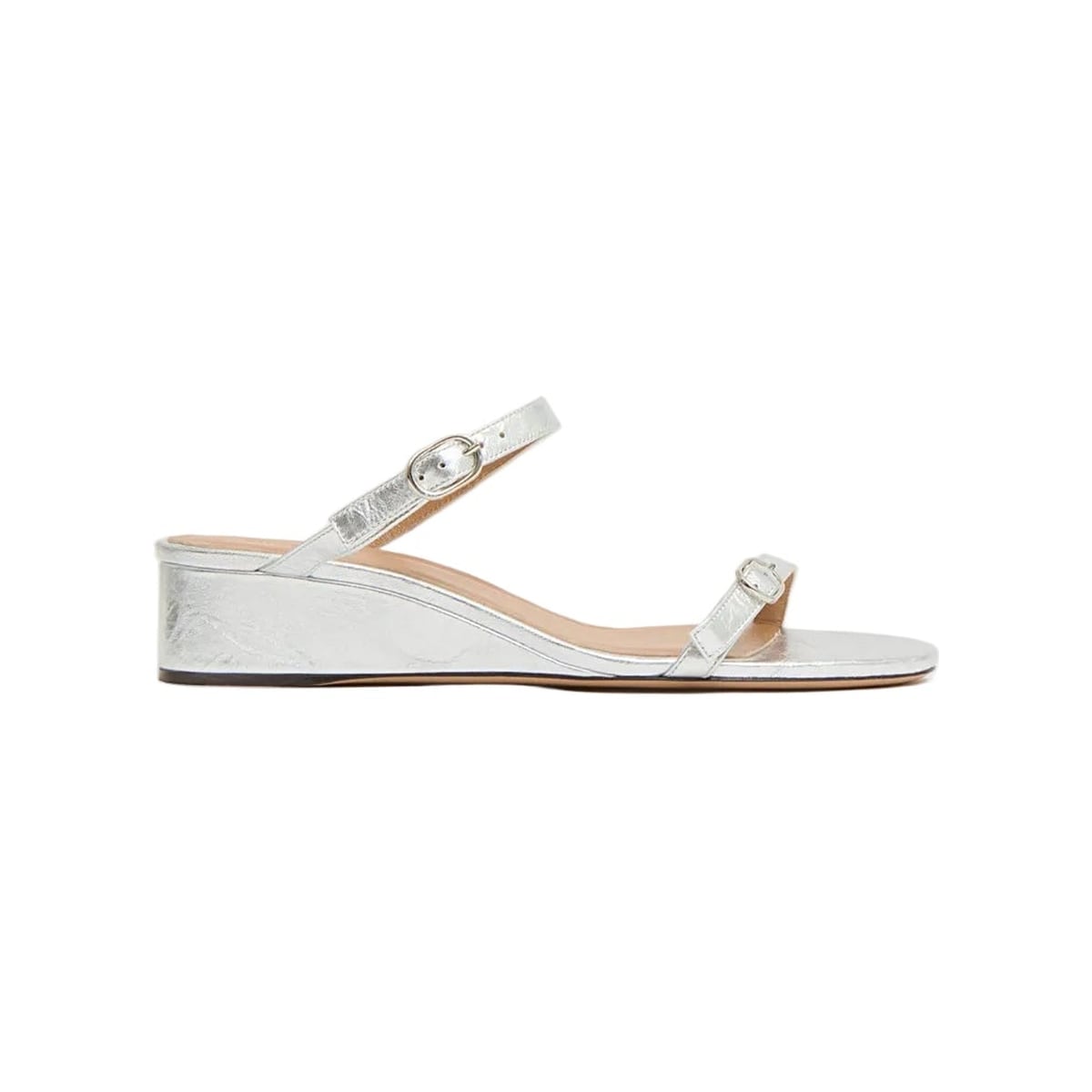 Zeppa Sandal in Crinkled Silver Mansur Gavriel