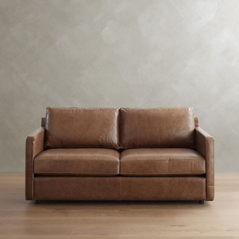 Pacifica Slim Arm Leather Sofa (69"–90")