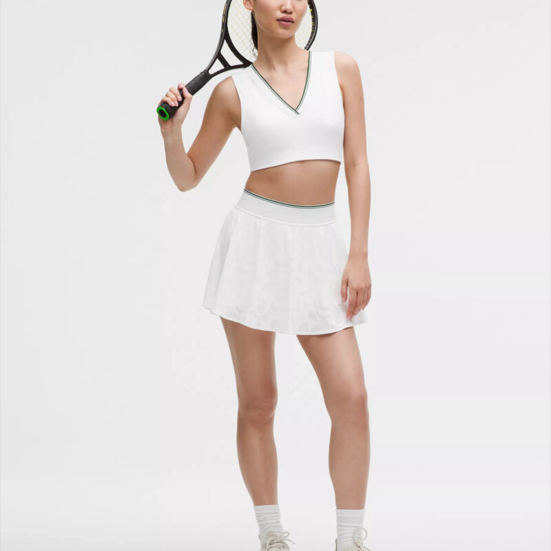 Paisley-Mesh High-Rise Tennis Skirt