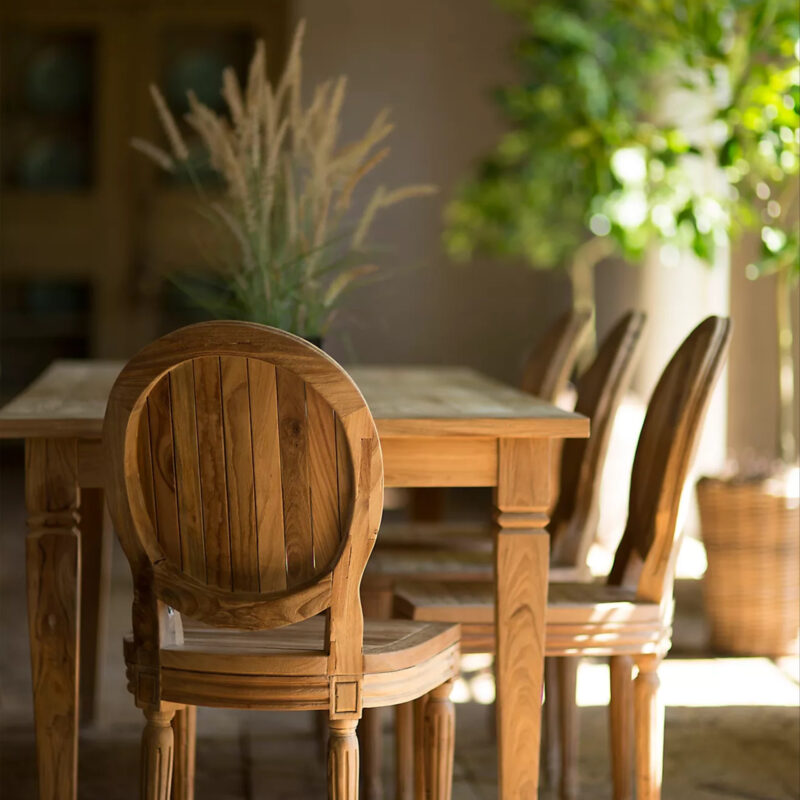 Palladio Oval Back Reclaimed Teak Side Chairs, Set of 2