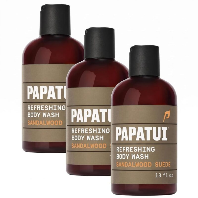 PAPATUI by Dwayne Johnson Refreshing Body Wash for Men | Exfoliating, Hydrating & Made with Coconut Oil | Sandalwood Suede | 18 oz (Pack of 3)