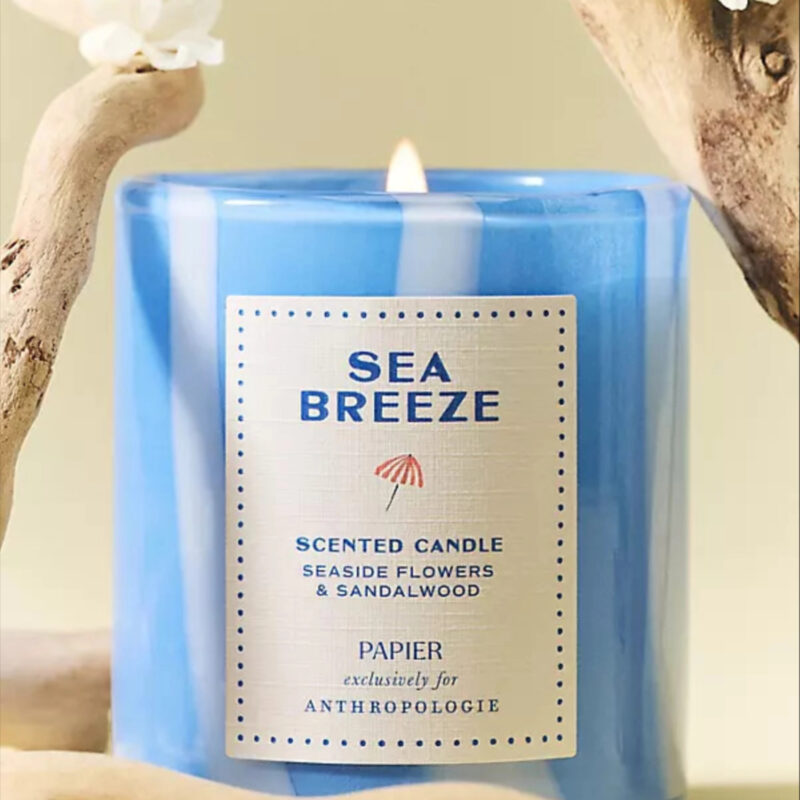 Papier x Anthropologie Floral Seaside Flowers & Sandalwood Boxed Glass Candle